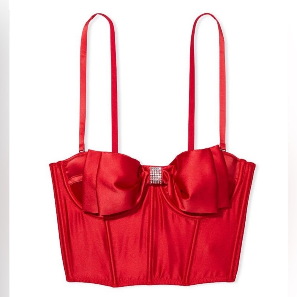 Victoria’s Secret Bra 32C Dream Angels Satin Red Bow Nwt